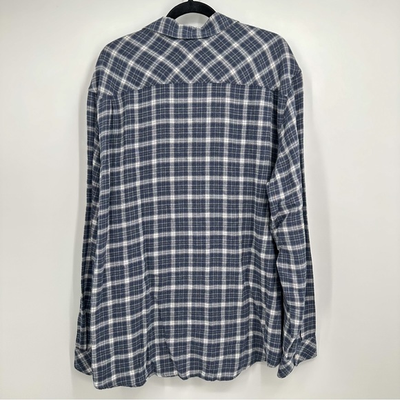 Rails Men's Brushed Lennox Long Sleeve Flannel Denim White Grey Blue XXL - Picture 6 of 7